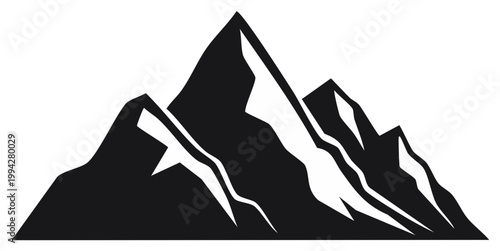 Iconic mountain range silhouette graphic element symbol of nature adventure and hiking
