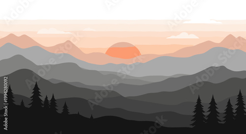 A serene and simplified landscape evoking tranquility and the power of nature. Suitable for marketing materials, website backgrounds, and branding con