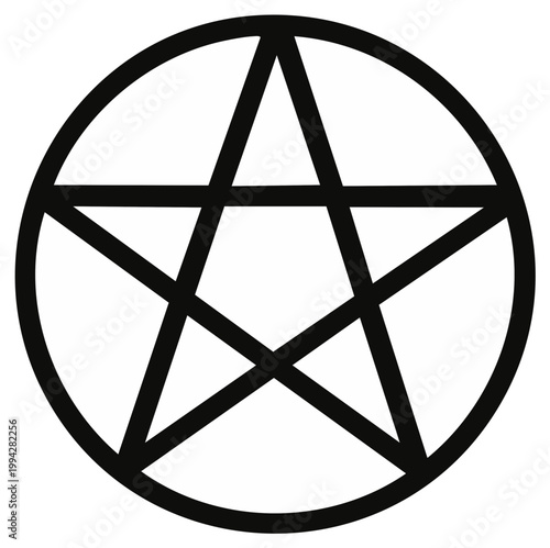 Black Pentagram in Circle Symbolizing Magic and Mysticism for Wiccan Rituals and Pagan Traditions