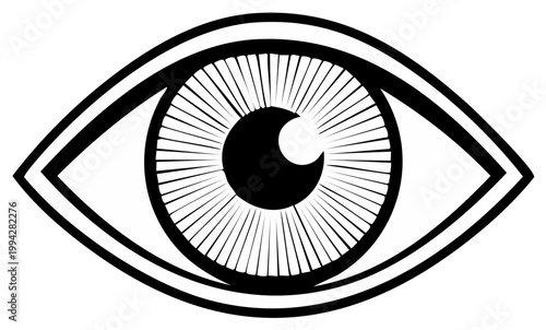 Stylized Eye Illustration with Pupil Iris and Eyelashes Geometric Line Art Design for Graphics and Visual Projects