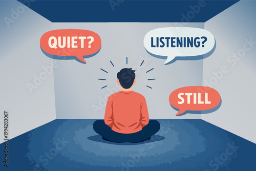 Person meditating finding inner peace, seeking quiet, listening, and stillness in a mindful reflection