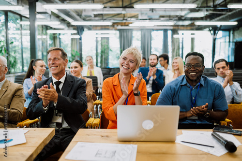 Fotografie Cinematic image of a conference meeting.