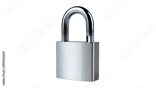 Quadro su tela Shiny metallic padlock with U-shaped shackle, closed and secure