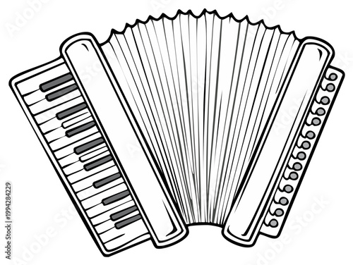 Illustration of Accordion Music Instrument Classical European Concertina Free Reed Aerophone Performance