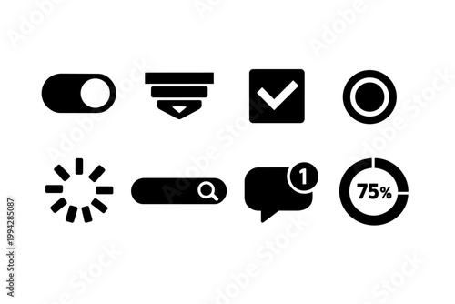 Set of vector ui icons, useful for web design, app interface, and digital elements