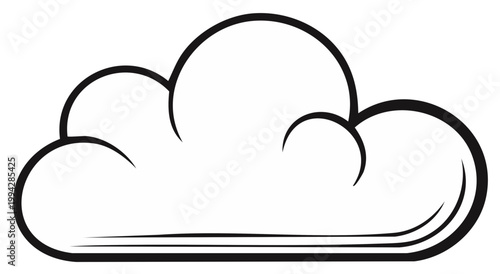 Simple Line Drawing of a Cumulus Cloud Silhouette with a Smooth Base