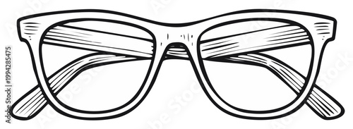 Illustrated Eyeglasses Design: Retro Style Frames with Line Art Details