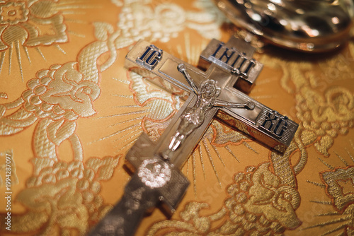 golden cross on the old paper