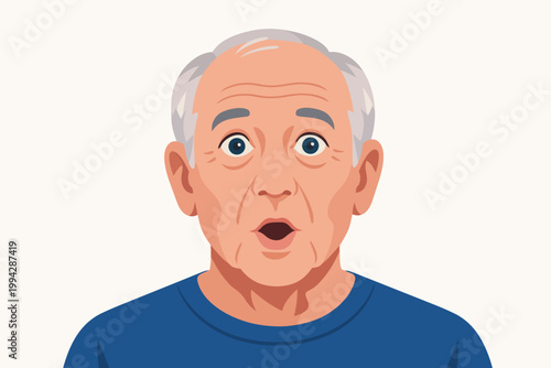 Elderly man looking surprised and amazed, gasping with wide open eyes and mouth, reacting to unexpected news