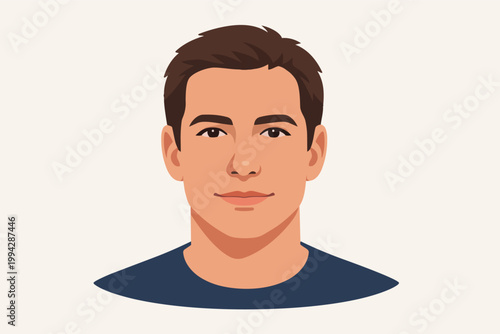 Cartoon drawing of a smiling young man, embodying user identity, online presence, and digital communication