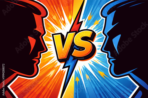 Confronting profiles with vs concept showing strong rivalry and competition