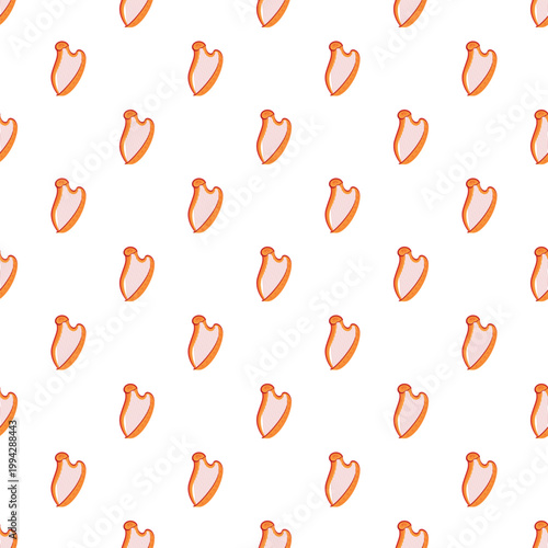 Harp musical instruments forming a repeating seamless pattern on a white background