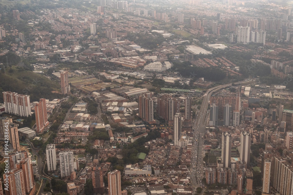 Fototapeta premium Aerial view of Itagui, La Estrella and Sabaneta municipalities near Medellin, Colombia