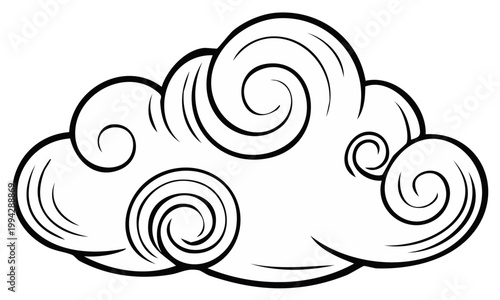 Stylized Asian Cloud Design Vector Illustration