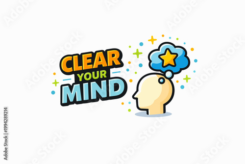 Person icon having a clear mind, promoting mental health wellness and mindfulness