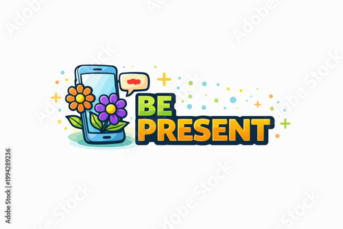 Being present concept with phone and flowers, focusing on digital detox and wellness