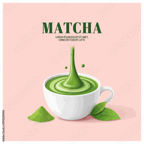 Vibrant matcha latte art a delicious and refreshing green tea beverage