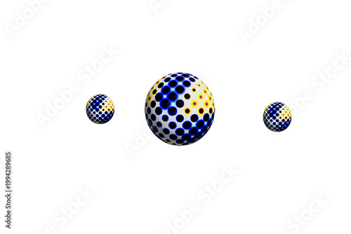 Modern Futuristic Circular Elements with Halftone Texture - 3D Vector Objects