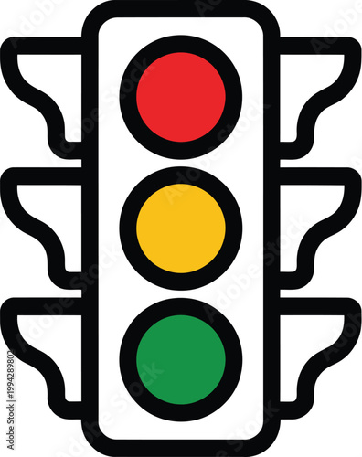 Traffic light displays red yellow and green signals to regulate vehicular flow and improve road safety for commuters.