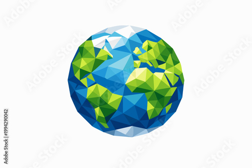 Low poly earth globe showing world map and ecology concept