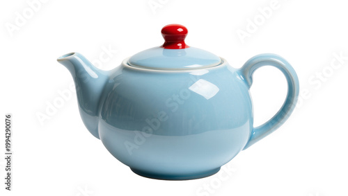 Quadro su tela Light blue ceramic teapot with red knob and lid