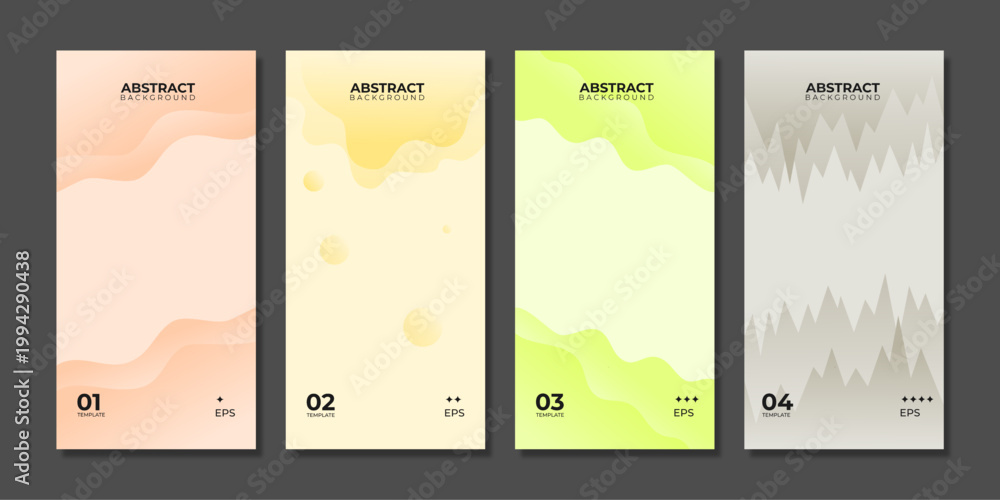 Naklejka premium Abstract Pastel Gradient Organic Background Set