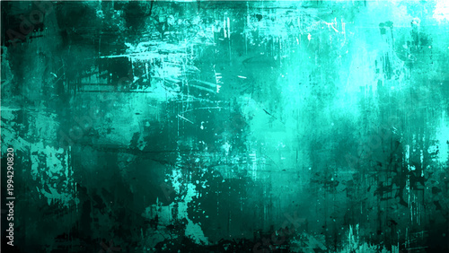 Vector A vivid cyan painted textured artwork with distressed, grunge effect.