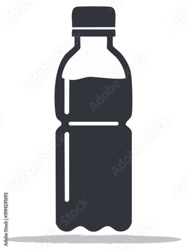 Minimalist plastic water bottle icon with liquid level indication silhouette graphic