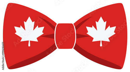 Red Bow Tie with Canadian Maple Leaf Symbols