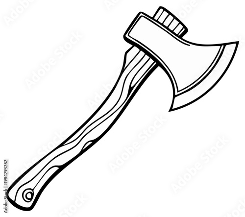 Hand Drawn Illustration of a Classic Wood Axe for Chopping Wood and Outdoor Activities