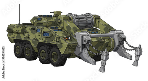 Military armored vehicle with turret.