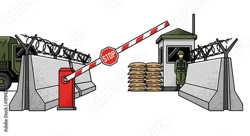 Military road block barrier gate.