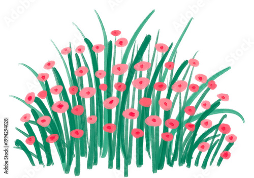 Pink wildflower border clipart isolated on white