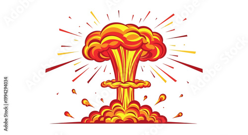 Explosion blast with orange cloud.