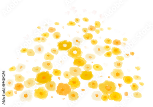 Scattered yellow daisies clipart isolated on white
