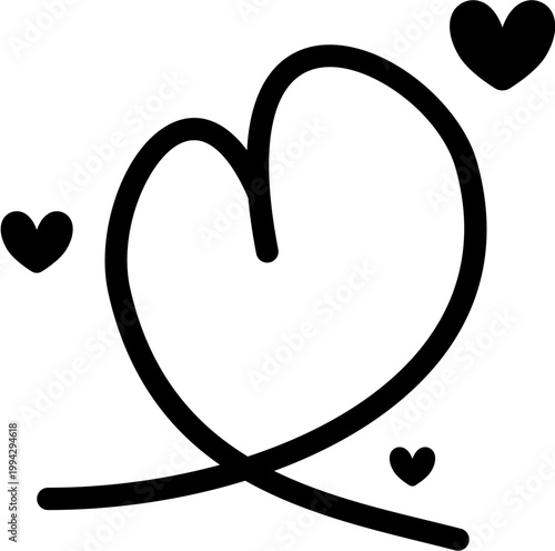 Black hearts illustration on white