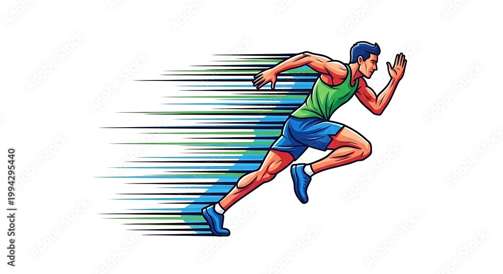 Fototapeta premium Athletic man running with speed lines