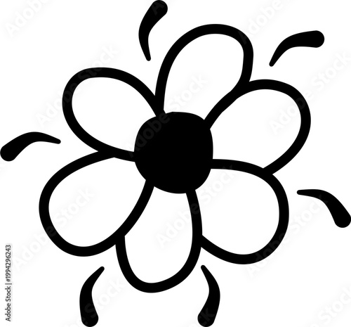 Black flower illustration blooms
