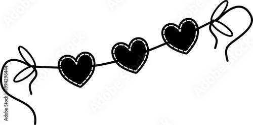 Black hearts hang on line