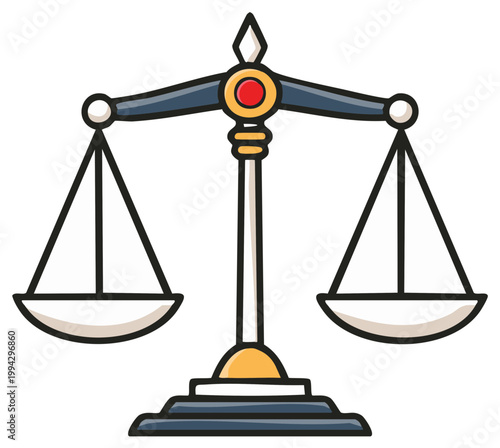 Cartoon Scale Illustration Represents Justice, Balance, and Fairness