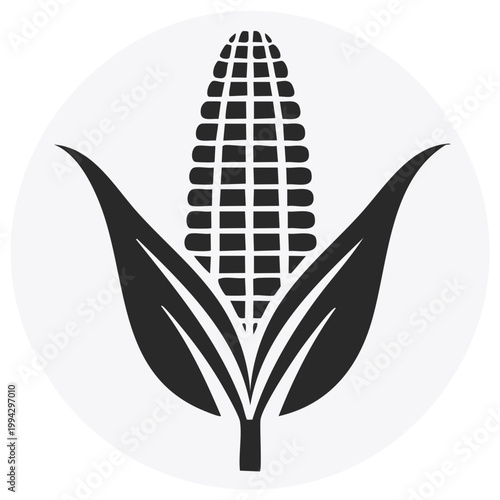 Stylized Corn Icon in Circle Shape for Food, Farming or Agriculture Concepts