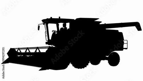 Combine harvester silhouette heavy machinery for agriculture harvest

