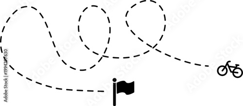 Cyclist rides flag marked trail