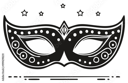 Carnival mask vector illustration with stars and decorative details