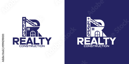 Creative and modern R letter construction logo featuring clean geometric structure. Ideal for construction companies, builders, contractors, engineering firms, and architecture businesses.