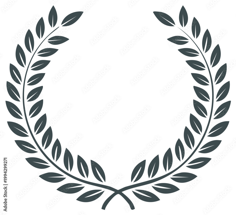 Obraz premium Laurel wreath symbol with leaves and branches isolated against white background