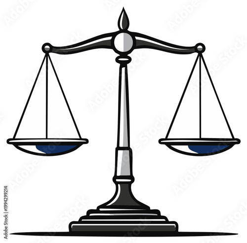 Scales of Justice Illustration: Legal Symbol Balance, Law Court Emblem, Justice Icon, Equality Sign, Judge Symbol