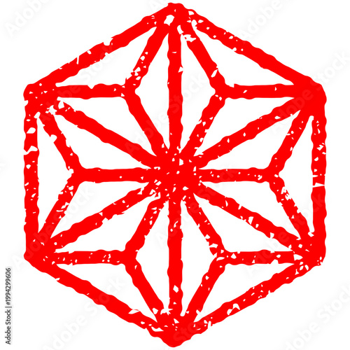 ハンコで押したような麻の葉紋様のパーツ