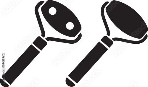 Facial roller icon pair for beauty and skincare concept