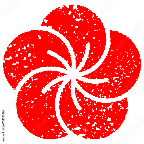 ハンコで押したようなねじり梅の紋様のパーツ